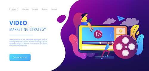 Image showing Video content marketing concept landing page.