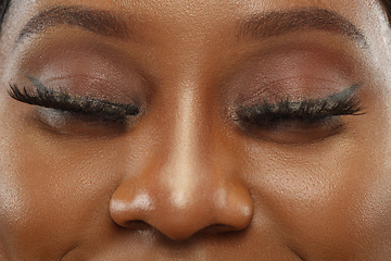 Image showing African-american young woman\'s close up portrait