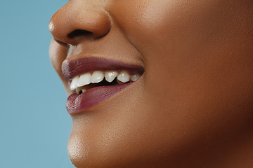Image showing African-american young woman\'s close up portrait