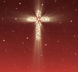 Image showing christian cross in stars