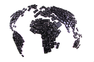 Image showing black keyboard keys as world map