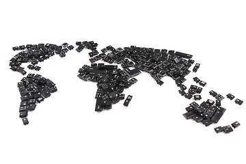 Image showing black keyboard keys as world map