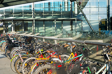 Image showing Bicycles parking airport Copenhagen Denmark