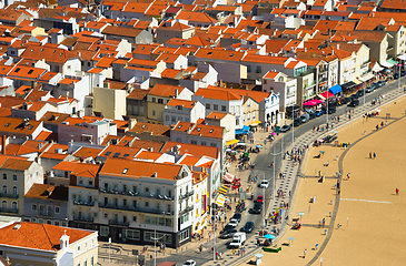 Image showing Aerial Skyline town Nazare, Portugal