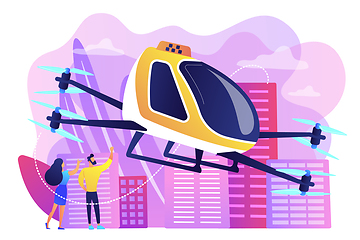 Image showing Aerial taxi service concept vector illustration.