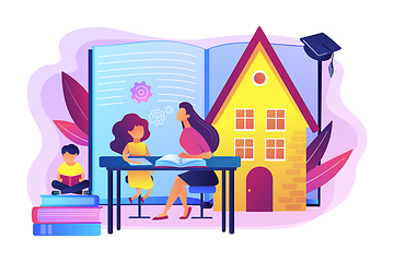 Image showing Home schooling concept vector illustration.