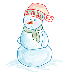 Image showing A sad snowman vector or color illustration