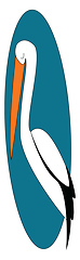 Image showing Simple stork in blue elipse vector illustration on white backgro