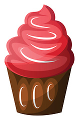 Image showing Chocolate cupcake with red icingillustration vector on white bac