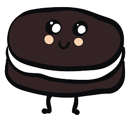 Image showing Cute smiling brown and white oreo vector illustration on white b