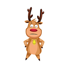 Image showing Confused christmas deer with gold bell on the neck vector illust