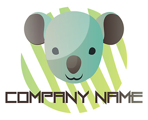 Image showing Cute baby koala on light green circle vector logo design on a wh