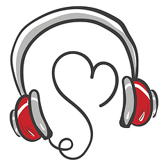 Image showing Love music headphones vector or color illustration