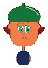 Image showing Cartoon boy wearing a green hat backward vector or color illustr