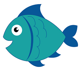 Image showing Clipart of a blue-colored smiling fish vector or color illustrat