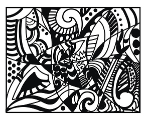 Image showing A beautiful black and white doodle art using ink vector color dr