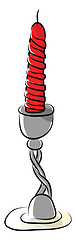 Image showing A red spiral candle on a grey candle stand vector color drawing 