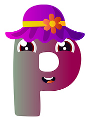 Image showing Purple letter P with purple hat vector illustration on white bac