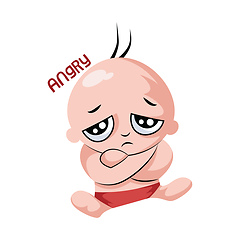 Image showing Baby with sad face saying Angry vector illustration on a white b