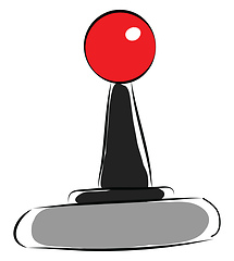 Image showing Black and grey joystick with red knob  vector illustration on wh