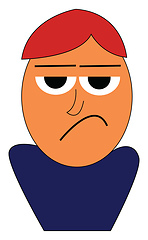 Image showing Angry cartoon boy in blue shirt vector illustration on white bac