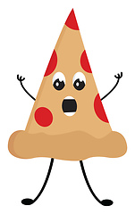 Image showing Surprised pizza slice vector illustration on white background