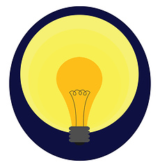 Image showing Portrait of a yellow light bulb over blue background vector or c