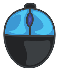 Image showing Cartoon two-button office mouse in shades of blue color vector o