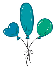 Image showing Three balloons of different colors and different shapes like ova