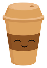 Image showing Light brown smiling coffee cup to go vector illustration on whit