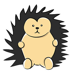 Image showing A sad brown-colored cartoon hedgehog vector or color illustratio