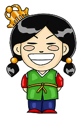 Image showing Chinese princess with crown vector or color illustration