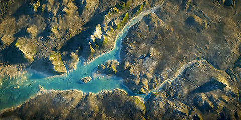 Image showing aerial view fantasy landscape with river