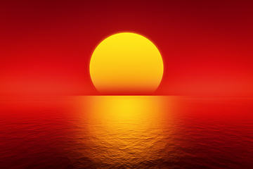 Image showing red sunset over the ocean