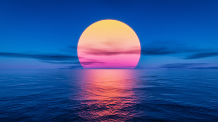 Image showing great sunset over the ocean