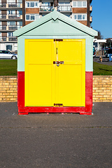 Image showing Colorful Brighton beach hut