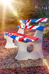 Image showing bench in Great Britain Union Jack flag colors