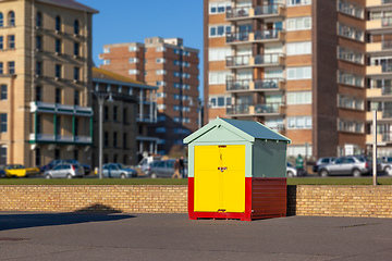 Image showing Colorful Brighton beach hut