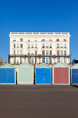 Image showing Colorful Brighton beach huts