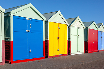 Image showing Colorful Brighton beach huts