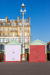 Image showing Colorful Brighton beach huts