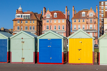 Image showing Colorful Brighton beach huts