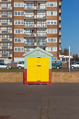 Image showing Colorful Brighton beach hut