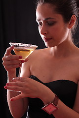 Image showing Woman and martini glass