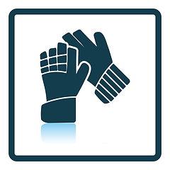 Image showing Icon of football   goalkeeper gloves