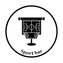 Image showing Sport bar table with mugs of beer and football translation on pr