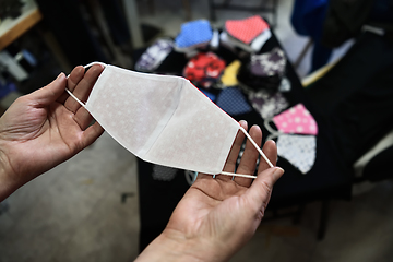 Image showing Homemade Manufacturing Of Protective Trendy Medical Face Mask