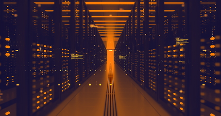 Image showing Data Center Computer Racks In Network Security Server Room Cryptocurrency Mining