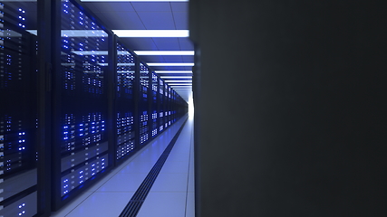 Image showing Data Center Computer Racks In Network Security Server Room Cryptocurrency Mining