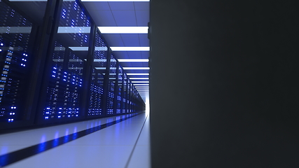 Image showing Data Center Computer Racks In Network Security Server Room Cryptocurrency Mining